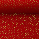 Baumwolle red gold dots