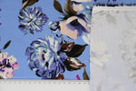 Baumwolle Stretch Satin Blau mit Blumenmuster